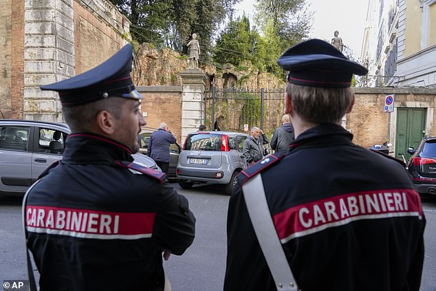 She was escorted by Carabinieri police out of the property with locksmiths changing the locks on Thursday
