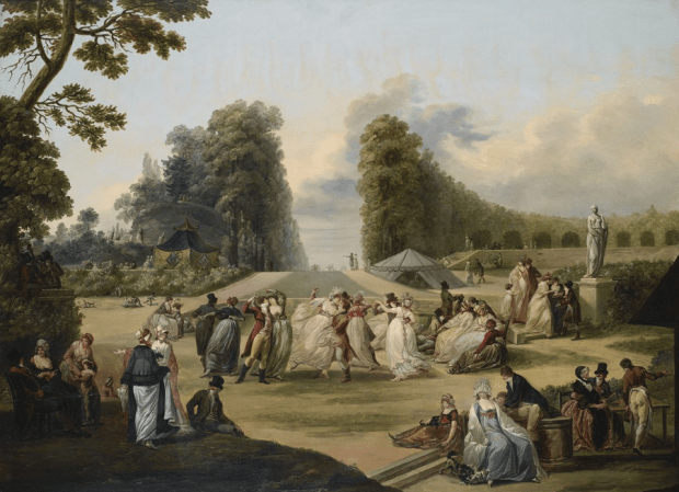 Ball in the Tivoli Gardens, Paris, 1799. Artist : Watteau, François-Louis-Joseph (1758-1823). (Photo by Fine Art Images/Heritage Images/Getty Images)