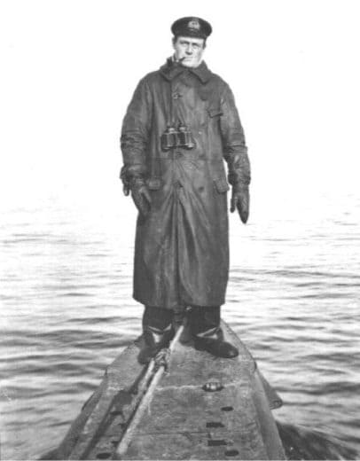 Lieutenant-Commander Martin Nasmith on his submarine E11 in 1915