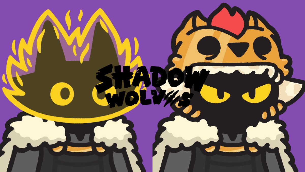 shadow wolves nft logo superimposed on two shadow wolves NFT pictures