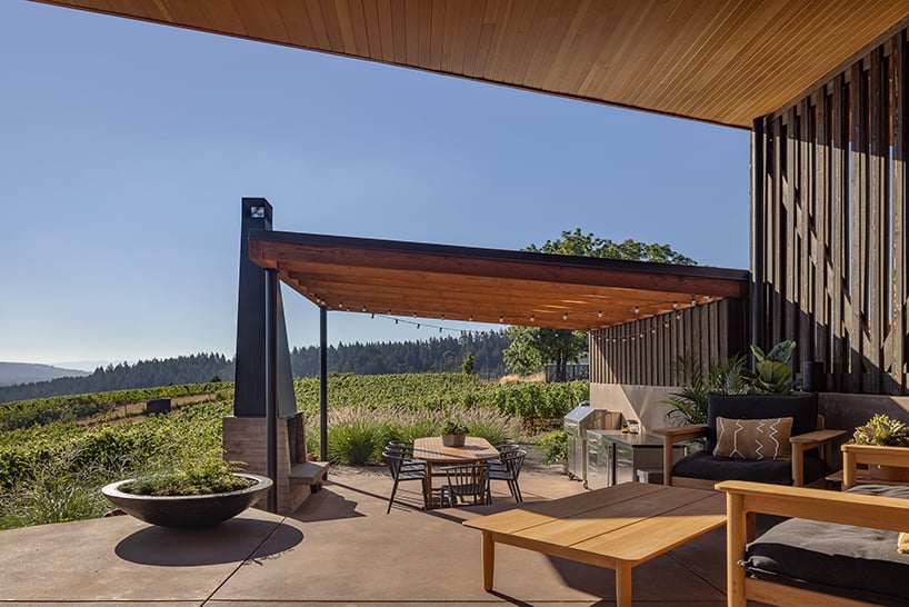 fragmented wooden residence by pbw architects traces the vineyard hills of portland