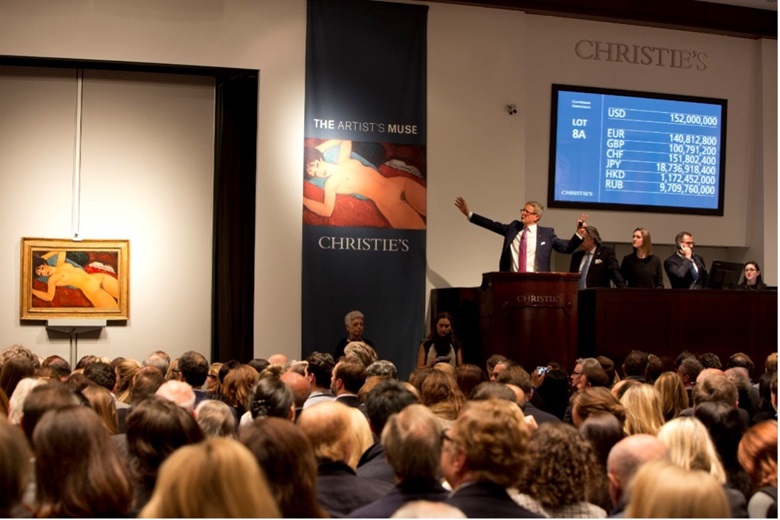Amedeo Modigliani’s Nu couché (Reclining Nude) was offered by Christie’s in New York in 2015