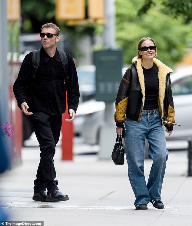 Lara Worthington and her actor husband Sam Worthington were all smiles when they stepped out in New York City on Tuesday