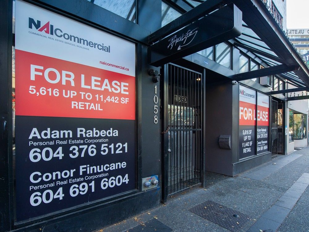 For lease signs in downtown Vancouver where office vacancy rates have surpassed 10 per cent.