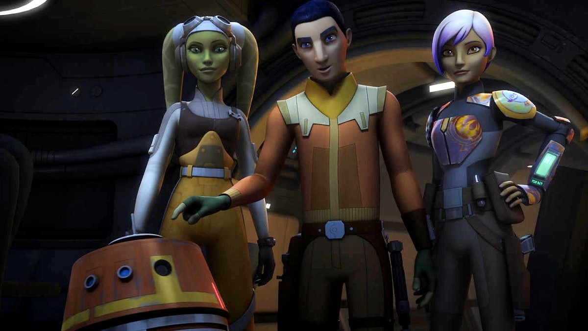 From left: Chopper, Hera, Ezra, and Sabine in Star Wars Rebels. They will appear in the live-action series Ahsoka in 2023.