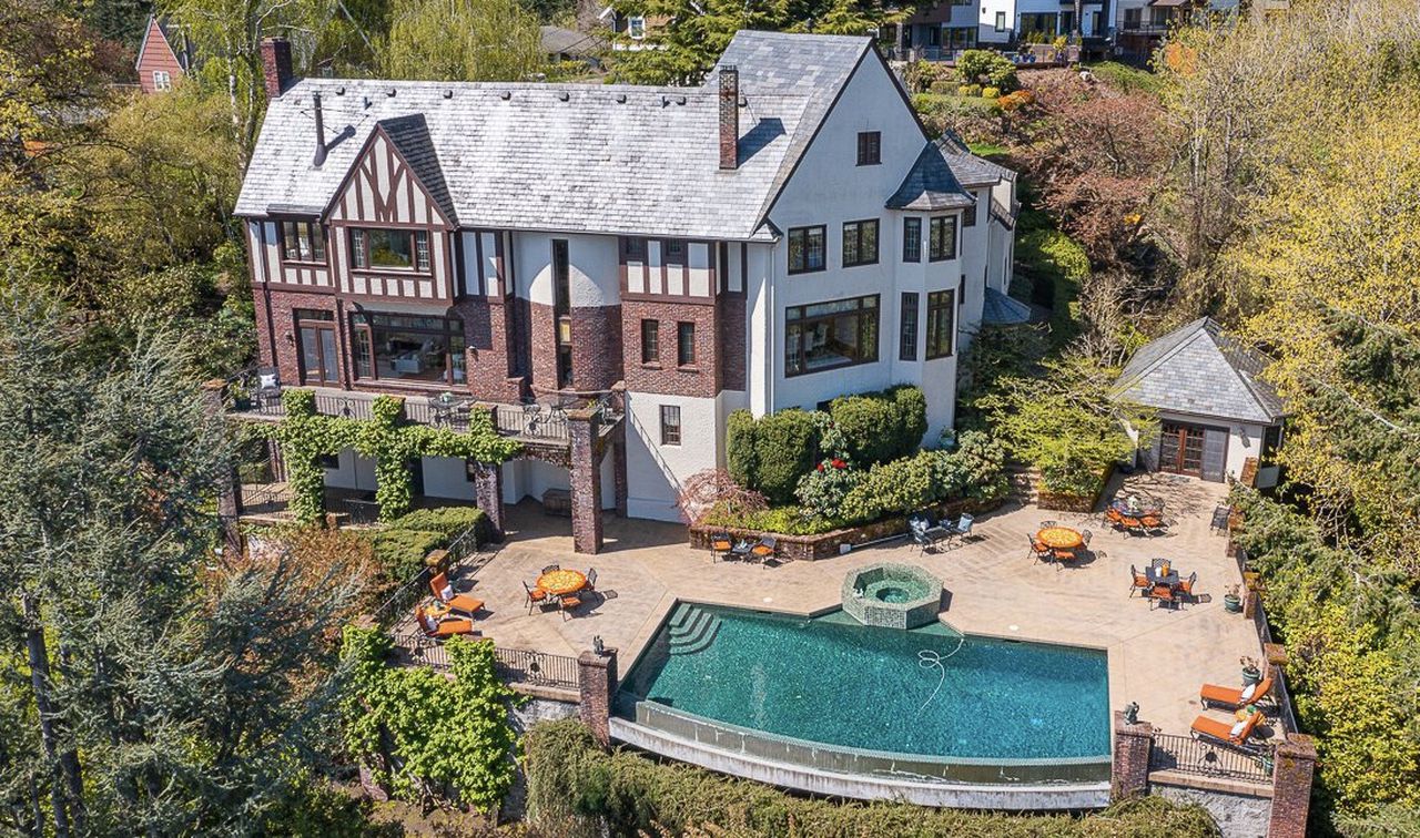 A Tudor Revival-style estate at 5570 S.W. Menefee Dr. in Southwest Portland’s Hillsdale is listed for sale by Drew Coleman of Opt.