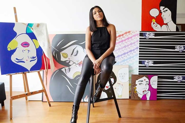 Artist Maria Qamar in studio