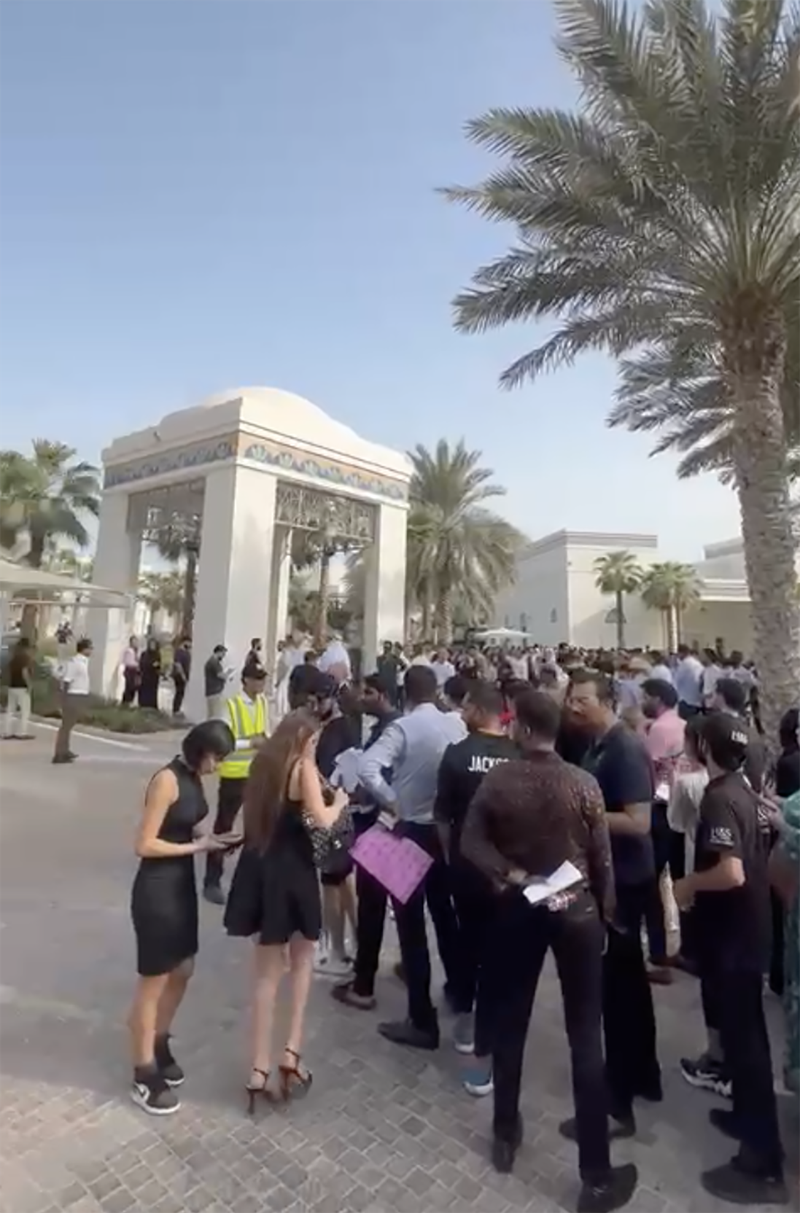 A still from a video showing thousands of people queuing up at the Nakheel Sales Centre in Dubai to buy property in Palm Jebel Ali. Supplied