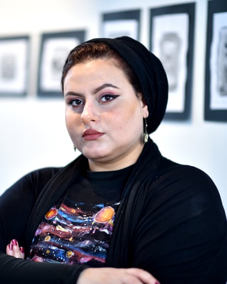 Palestinian artist Mariam Salah, who works in Gaza
