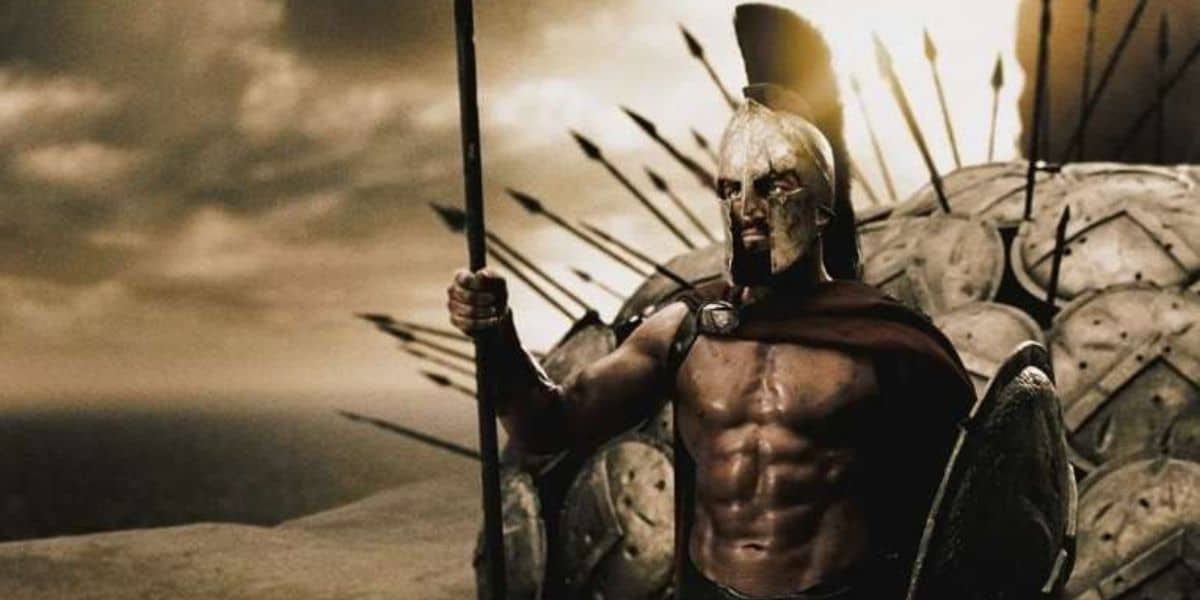 Leonidas leading his army of Spartans into battle