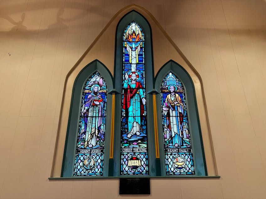 One of stained-glass windows in the former Trinity United Church property in downtown Shelburne which is back on the real estate market. Contributed - Kathy Johnson
