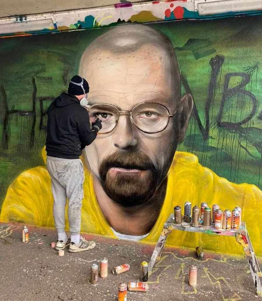 Karl Barfoot paints Breaking Bad character Walter White. PHOTO: SUBMITTED