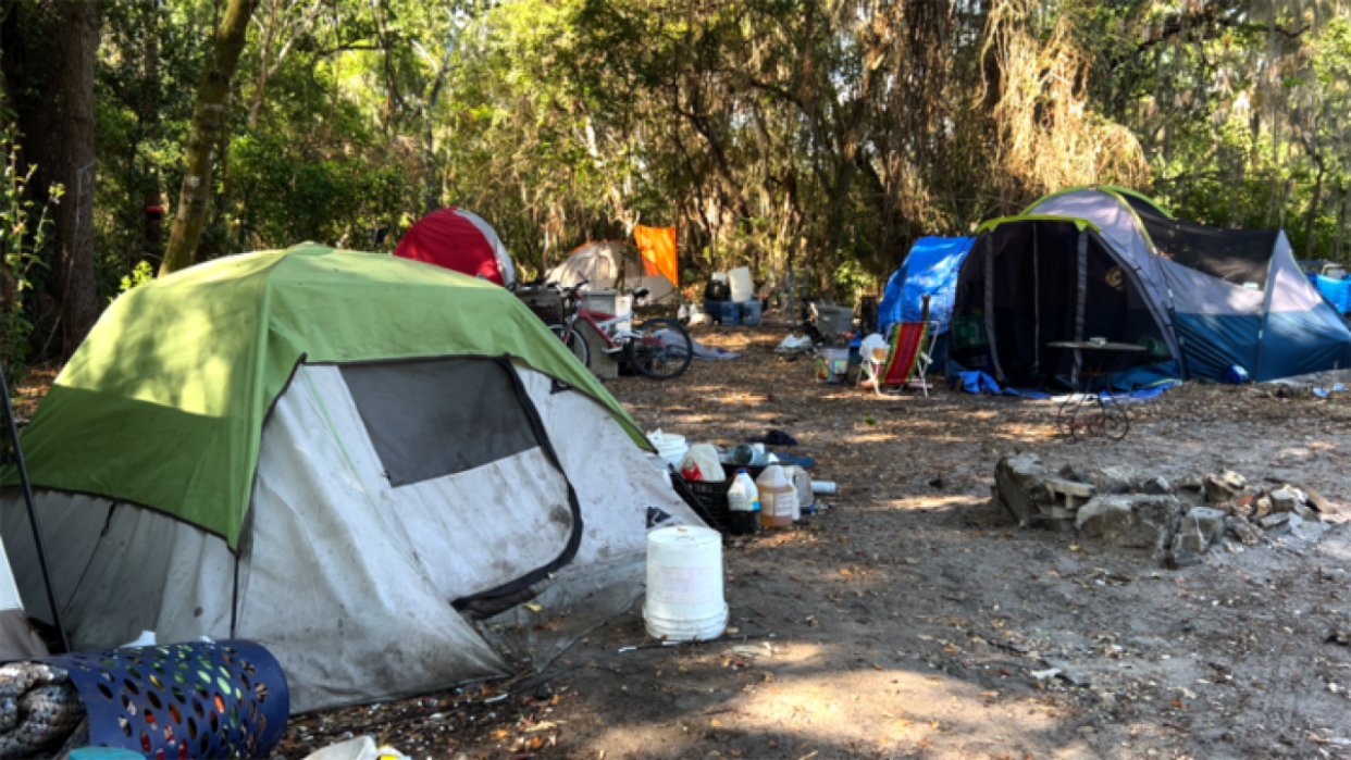 Tents at a homeless encampment in Florida.