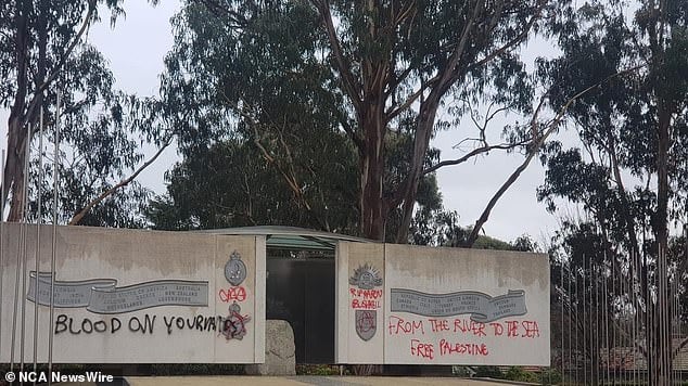 The Australian National Korean War Memorial, Australian Vietnam Forces National Memorial, and the Australian Army National Memorial were graffitied with messages condemning the Palestinian war on Saturday night